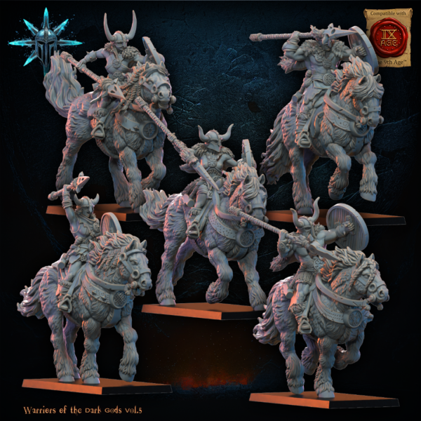 Barbarian Horsemen Unit with axes & spears