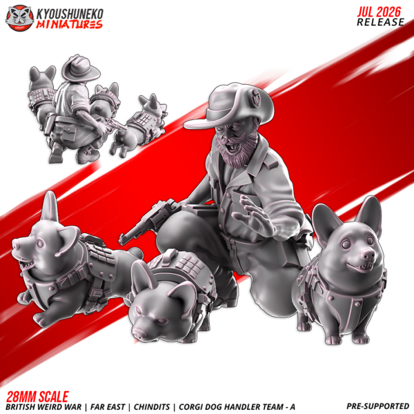 British Weird War Far East Chindit Corgi Dog Handler Team A