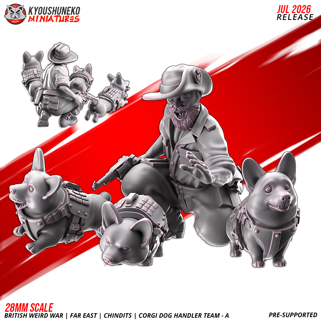 British Weird War Far East Chindit Corgi Dog Handler Team A