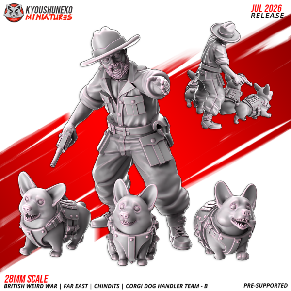 British Weird War Far East Chindit Corgi Dog Handler Team B