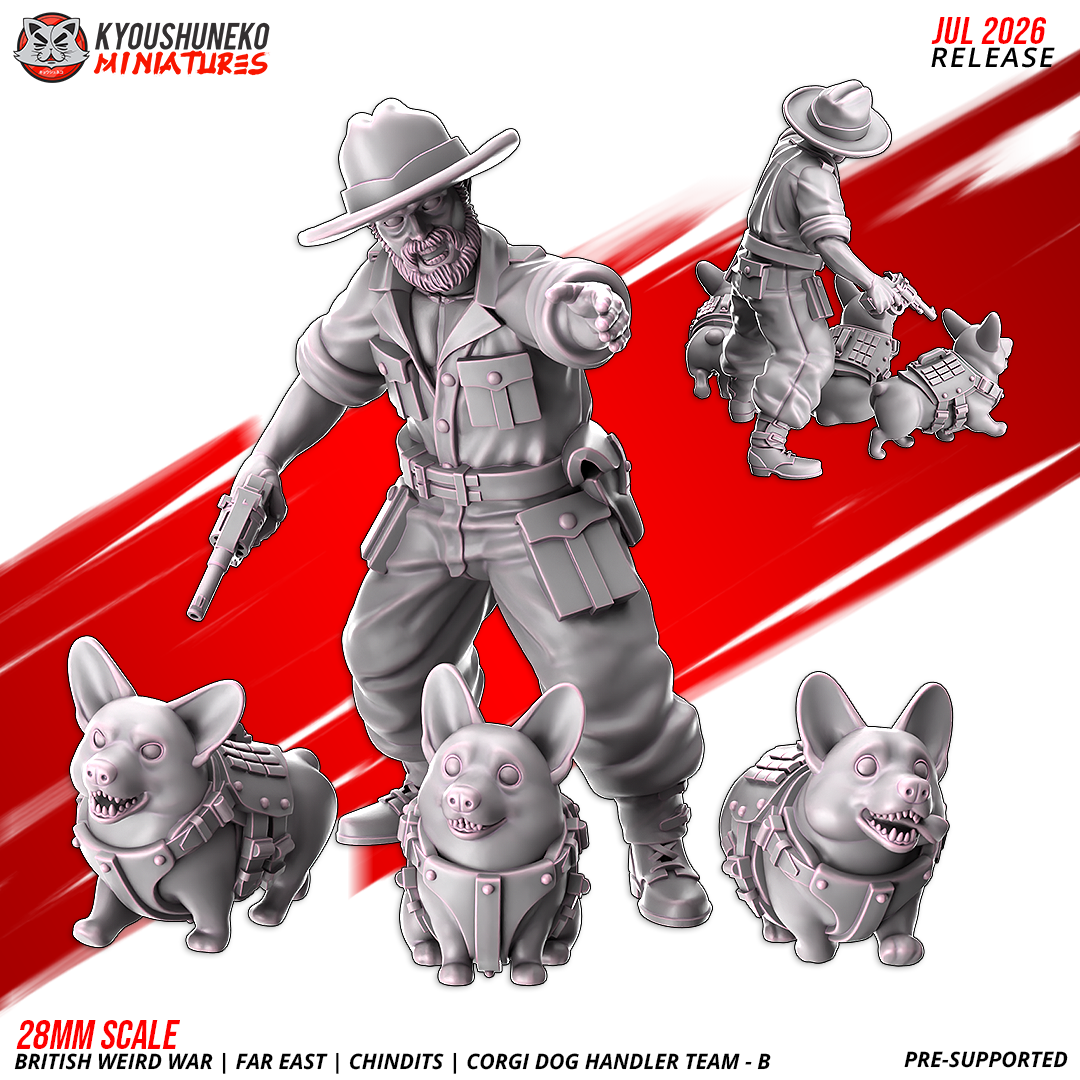 British Weird War Far East Chindit Corgi Dog Handler Team B