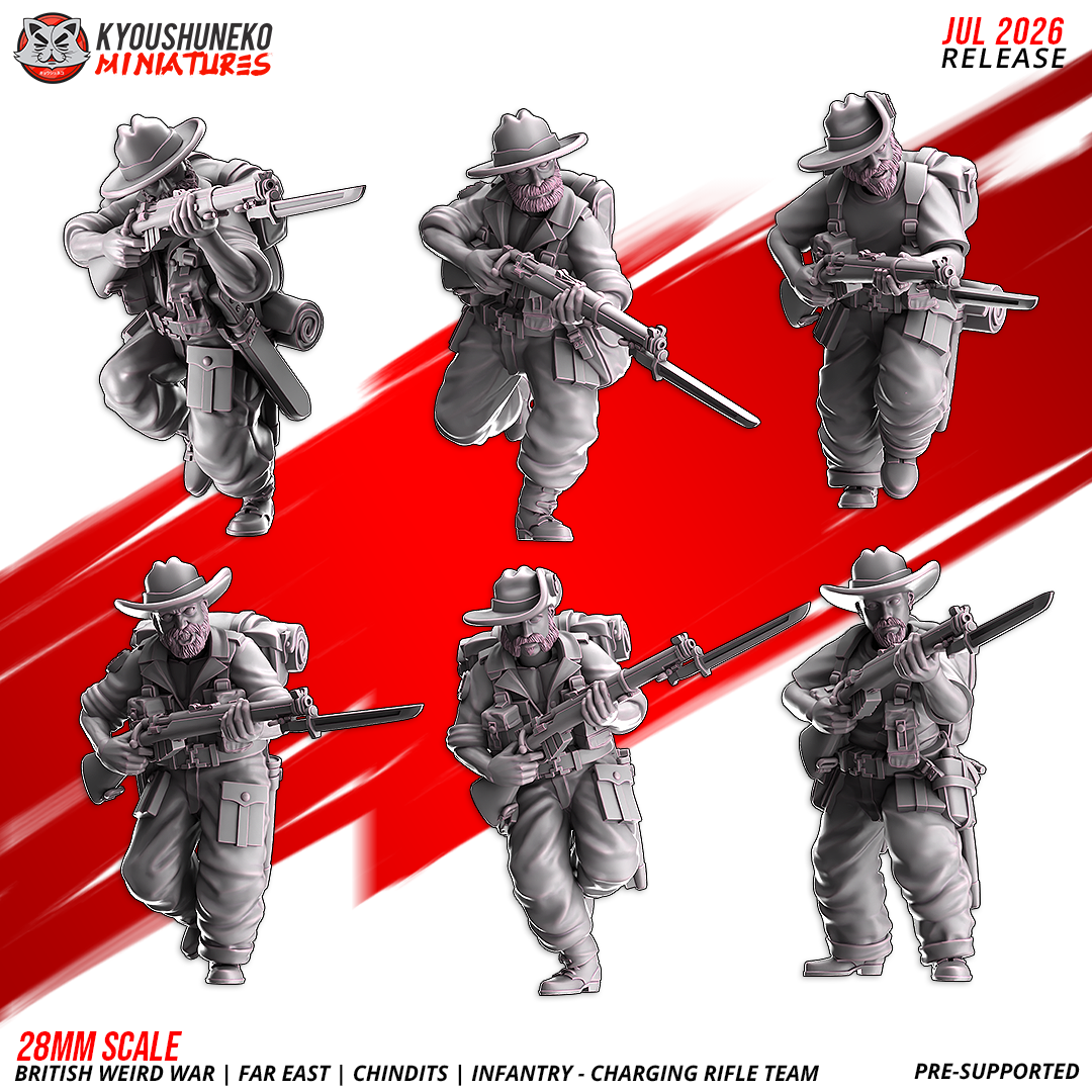 British Weird War Far East Chindit Rifle Team Charging